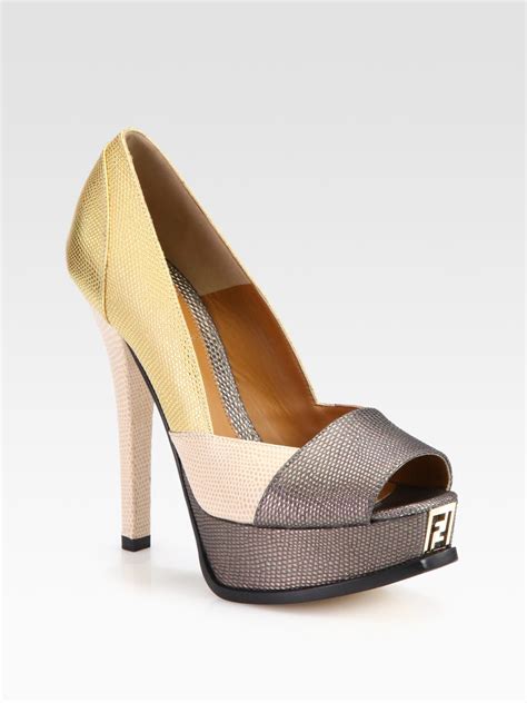 fendi metal heel shoe|Fendi platform heels.